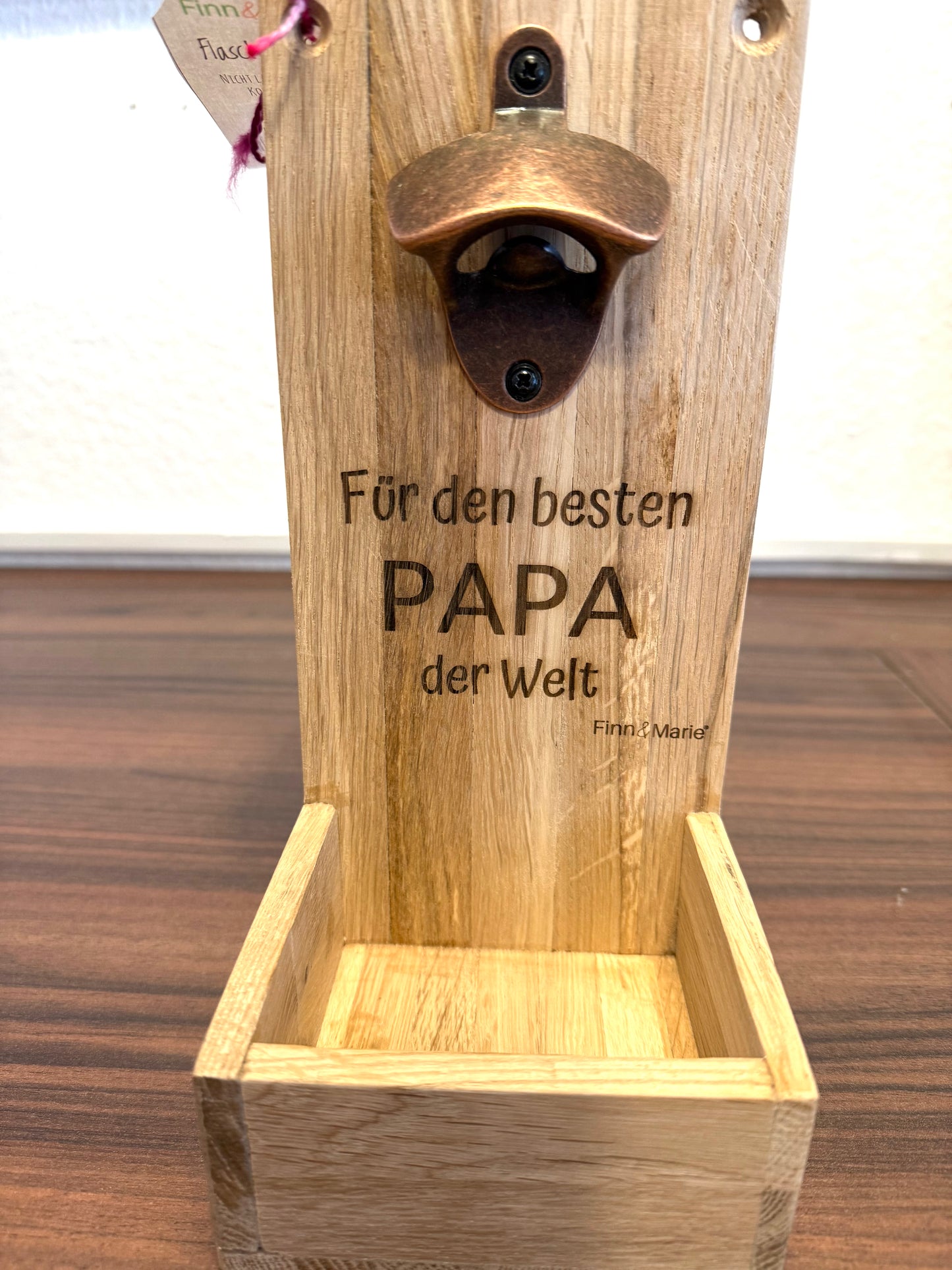 Flaschenöffner aus Holz, Wand-Flaschenöffner, Deko mit Laser Gravur, personalisierbar