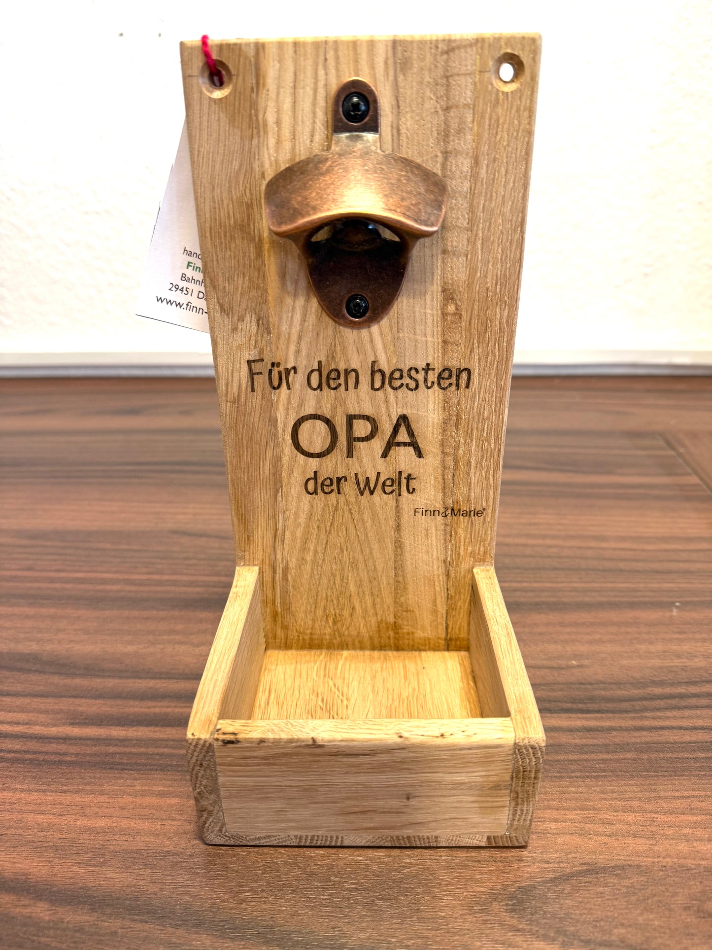 Flaschenöffner aus Holz, Wand-Flaschenöffner, Deko mit Laser Gravur, personalisierbar